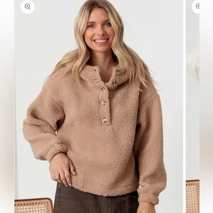 Women's Plush Tan Teddy Pullover